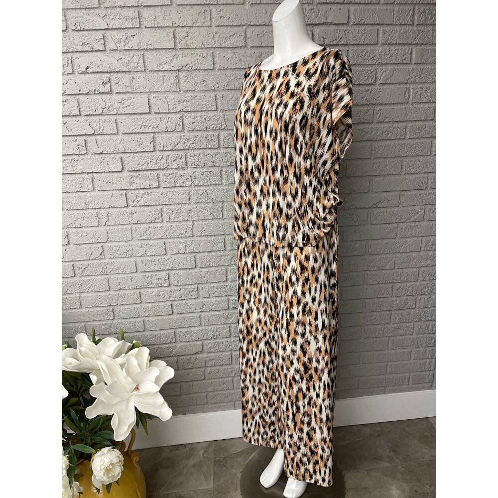 G by Giuliana Women's Animal Print Side Slit Pant & Top 2 Pcs Set Size LP NWT - Picture 7 of 12